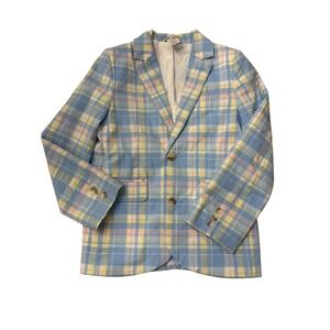 Gymboree Spring Pastel Plaid Cotton Blazer Jacket Size 8 Dress Suit Coat